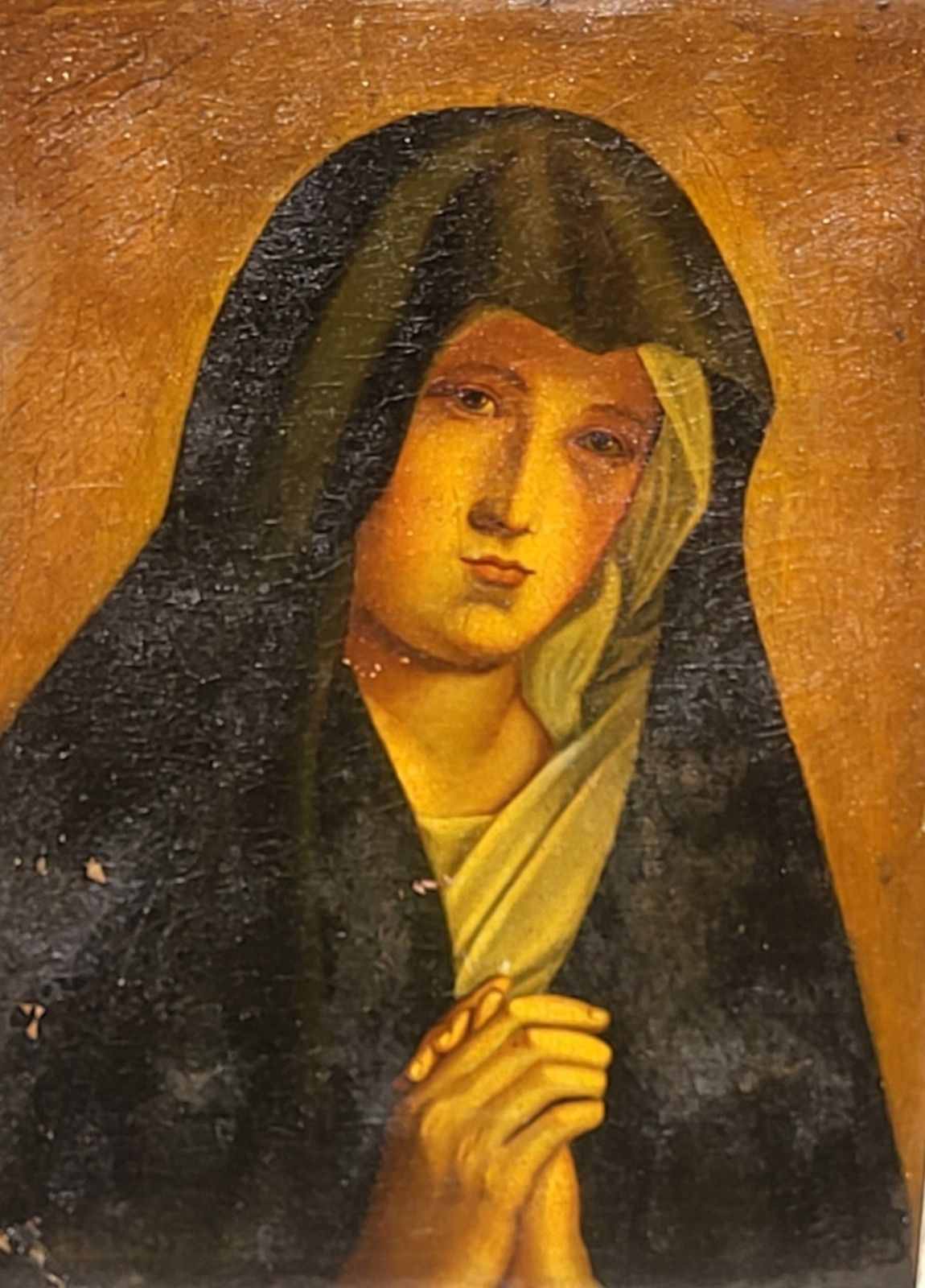 French School Eighteenth Century Xlxè Virgin Mary. Oil Painting On Canvas. To Restore photo 8500.0