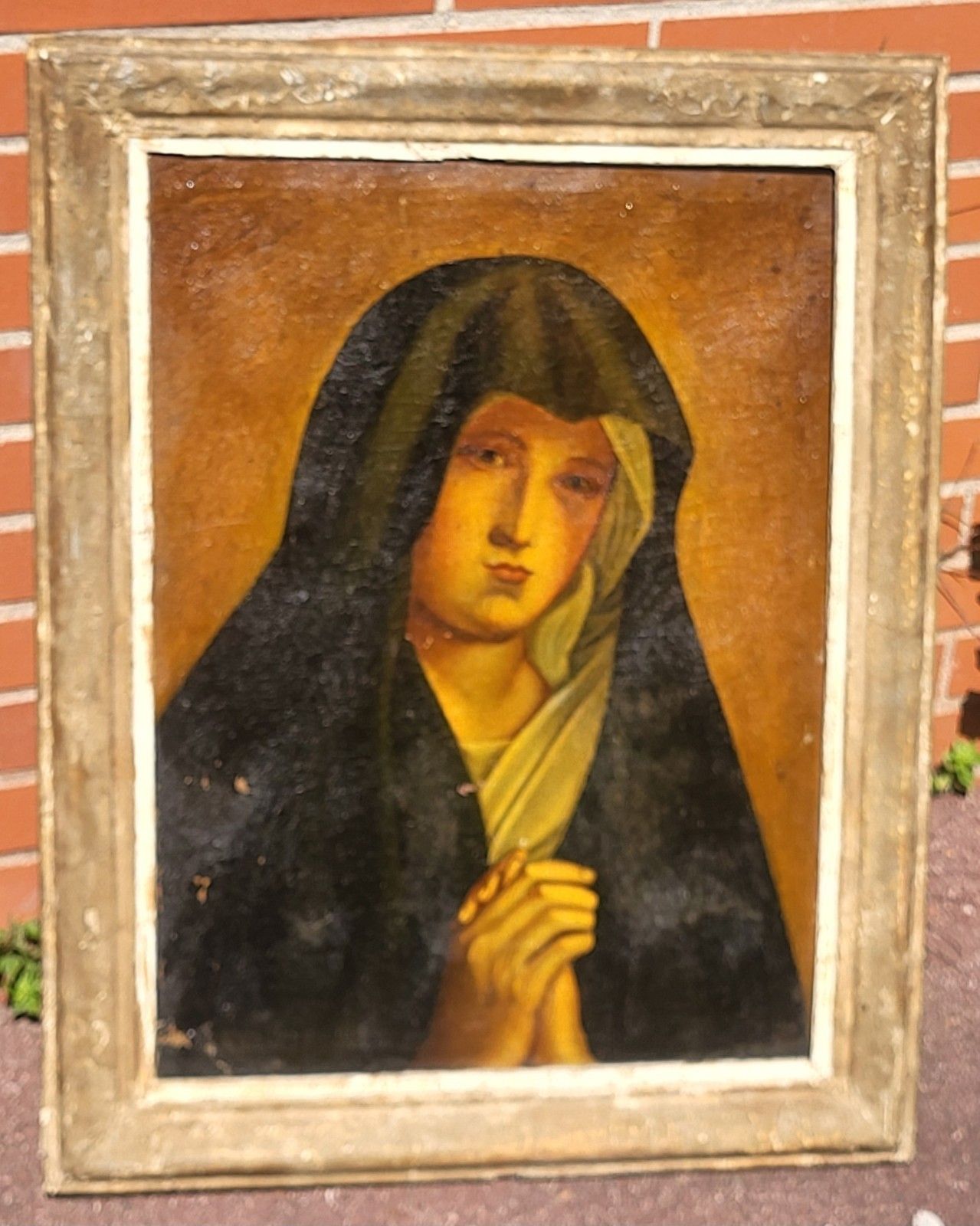 photo furniture French School Eighteenth Century Xlxè Virgin Mary. Oil Painting On Canvas. To Restore