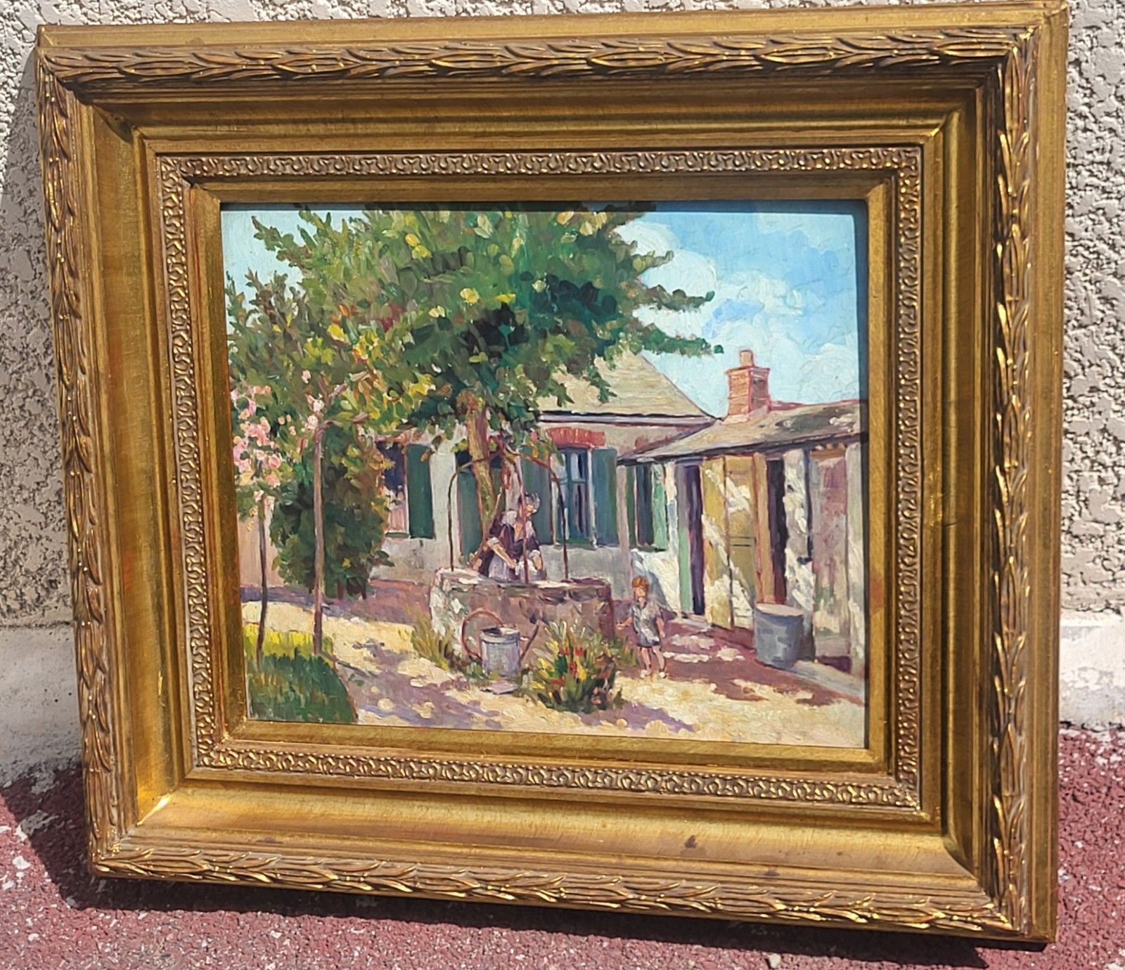 French School.  Rural Life Scene. 1923. Oil Painting On Wood Panel photo 2800.0