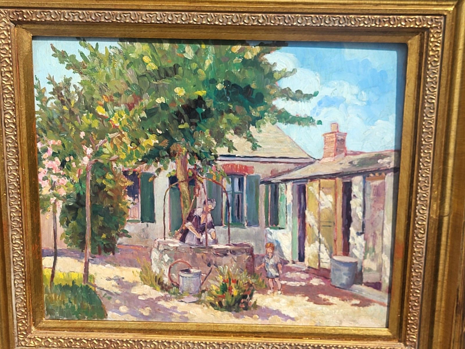 photo for sale French School.  Rural Life Scene. 1923. Oil Painting On Wood Panel