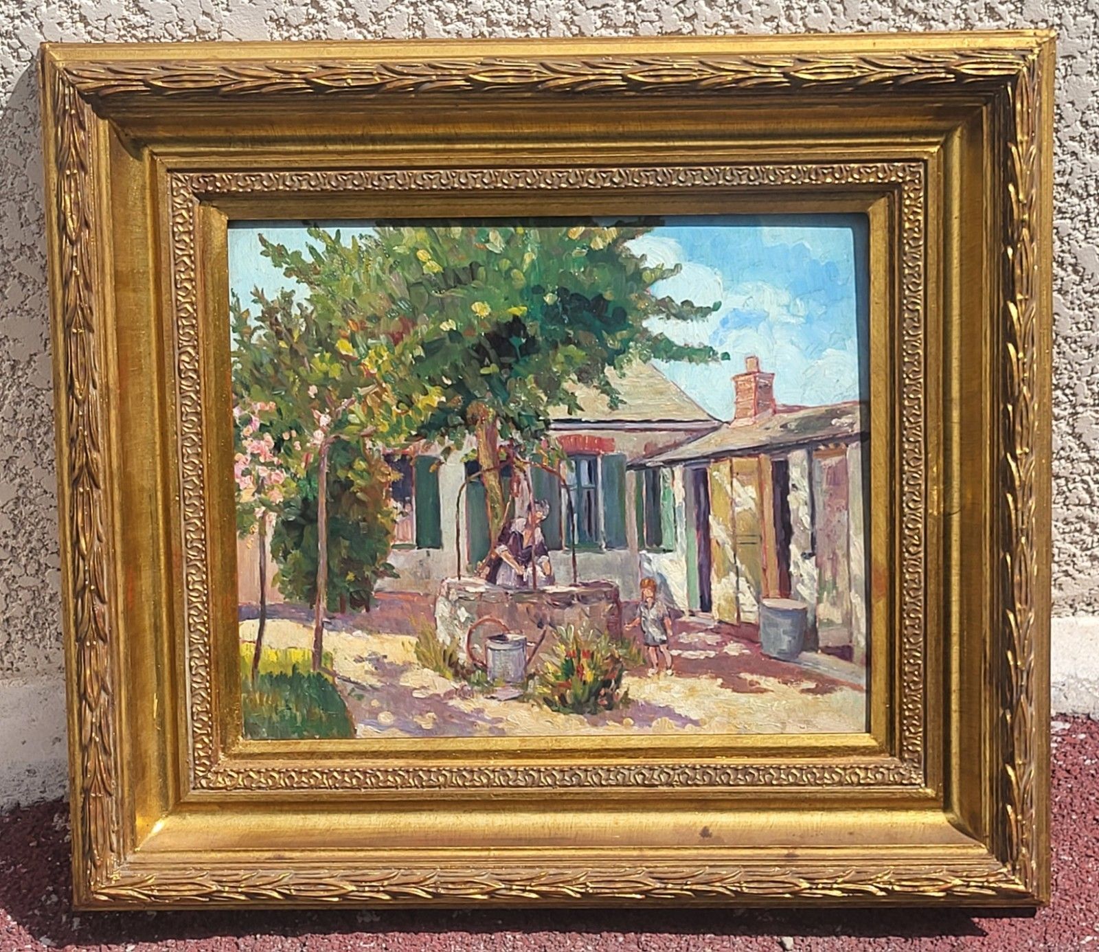 2800.0 French School.  Rural Life Scene. 1923. Oil Painting On Wood Panel photo