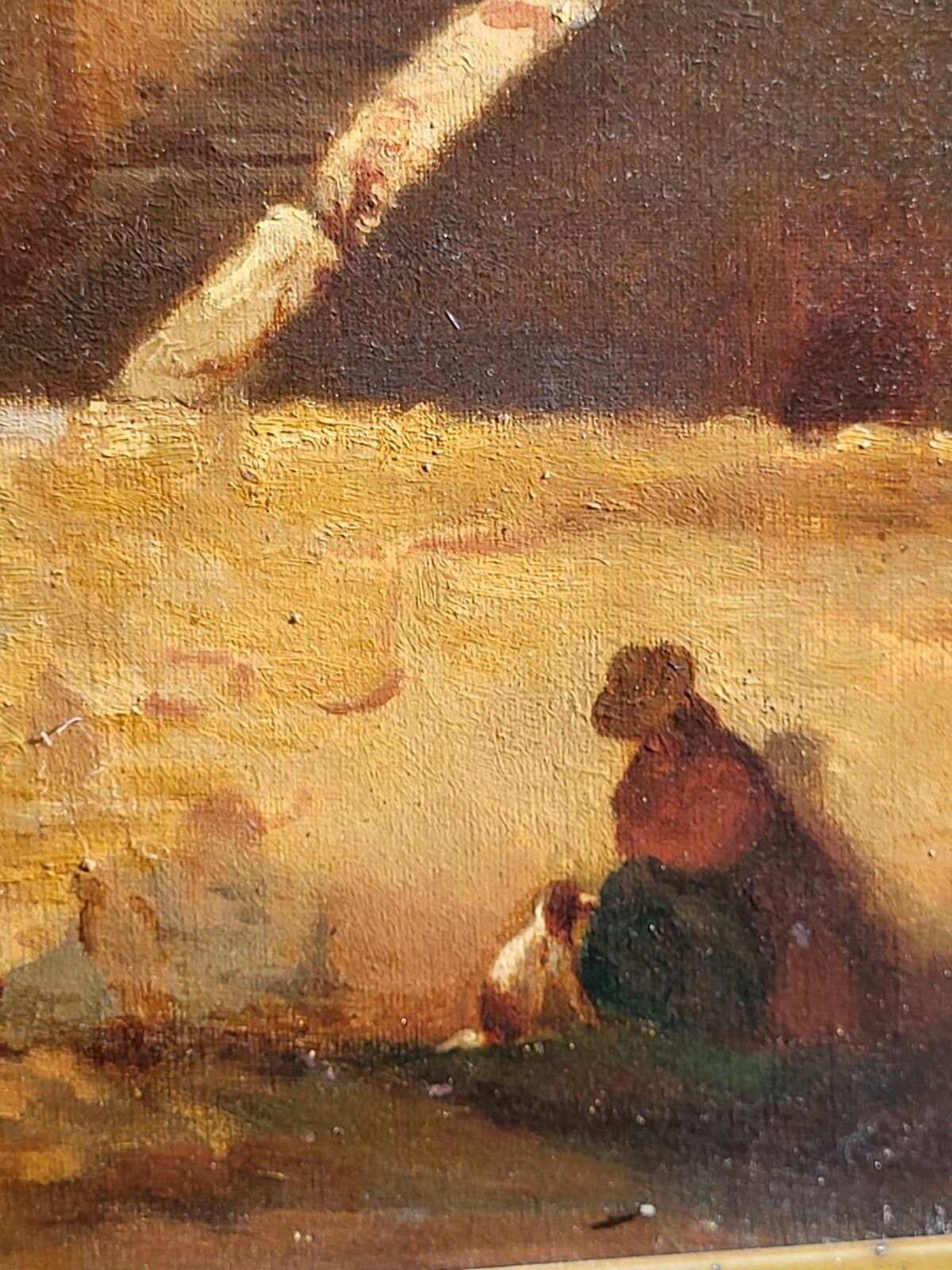 Art Signed Antique Painting.  Animated Sea Landscape. Oil Painting On Canvas. photo