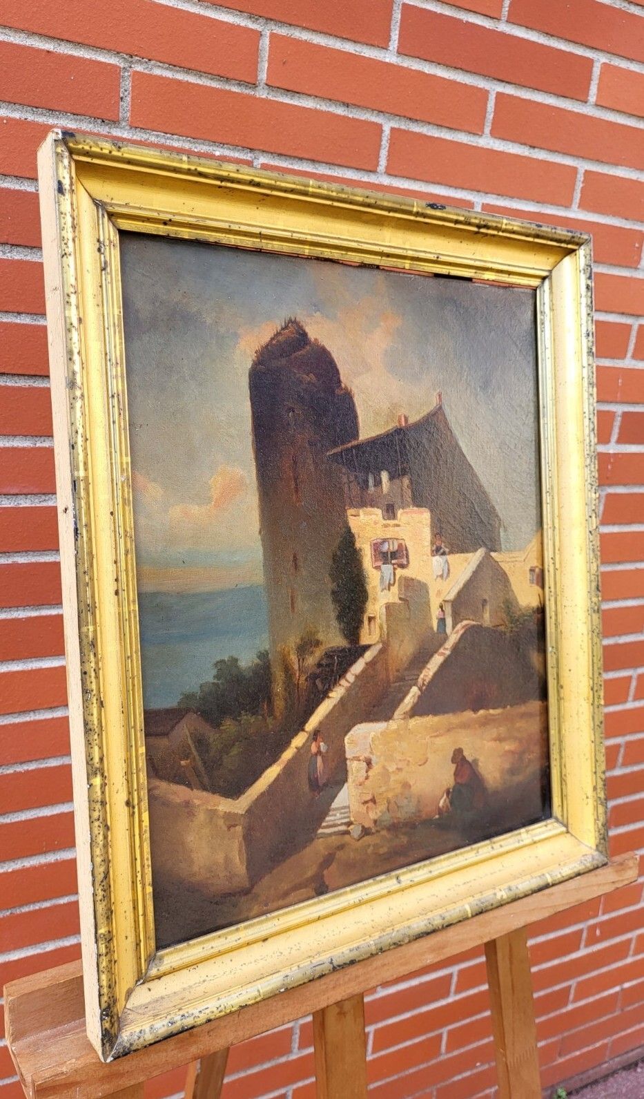 850.0 Signed Antique Painting.  Animated Sea Landscape. Oil Painting On Canvas. photo