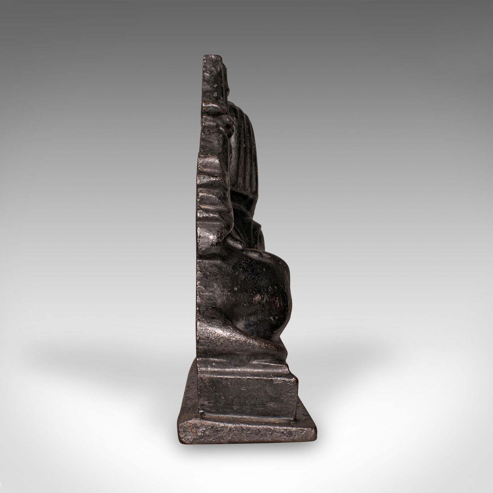 Antique Egyptian Revival Doorstop, English Cast Iron Sphinx, Regency, Circa 1830 photo vinterior