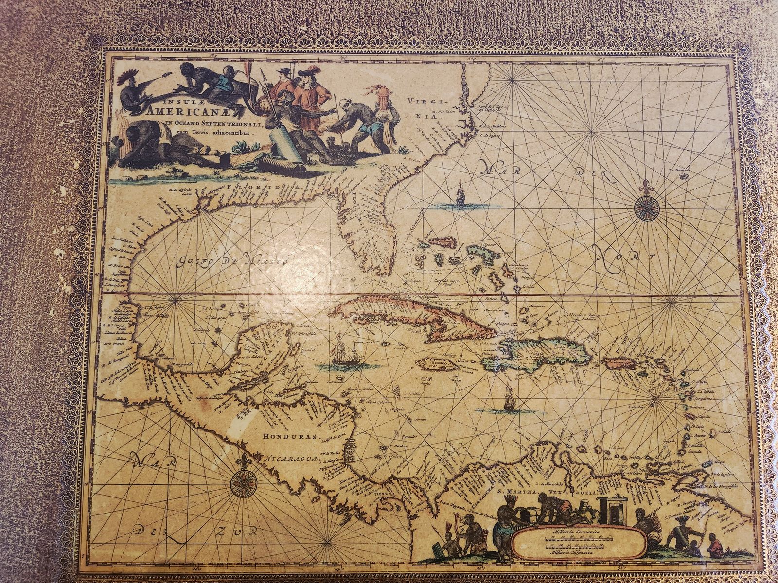 Map Of The West Indies 1670 By John Ogilby photo for sale