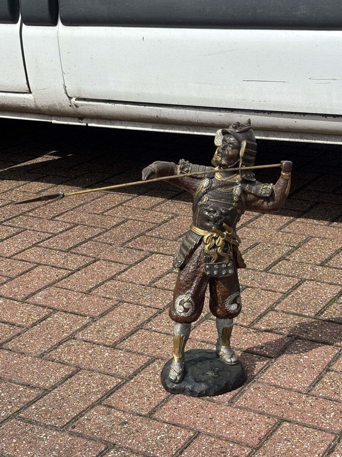 Cold Painted Bronze Figure Of A Samurai, Very Large And Impressive. photo vintage