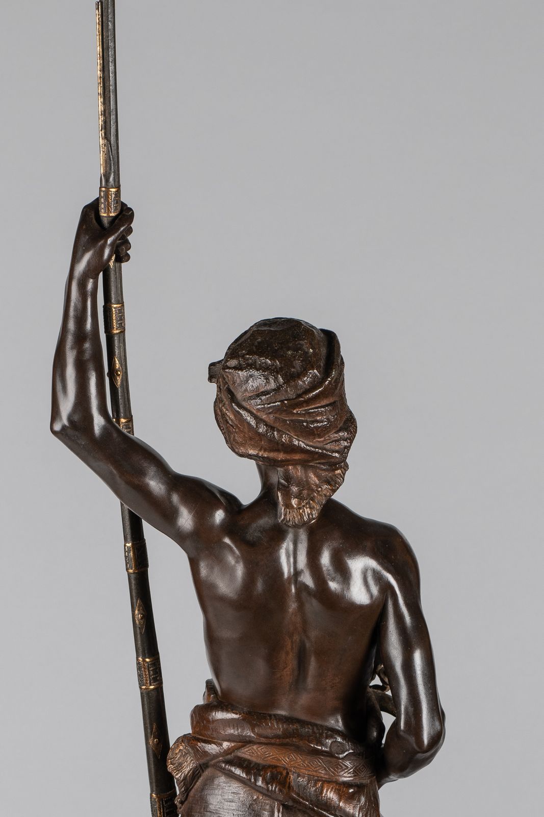 A Magnificent 19th Century French Bronze Sculpture Of An Arabian Sentinel, Signed J.Angles photo vintage