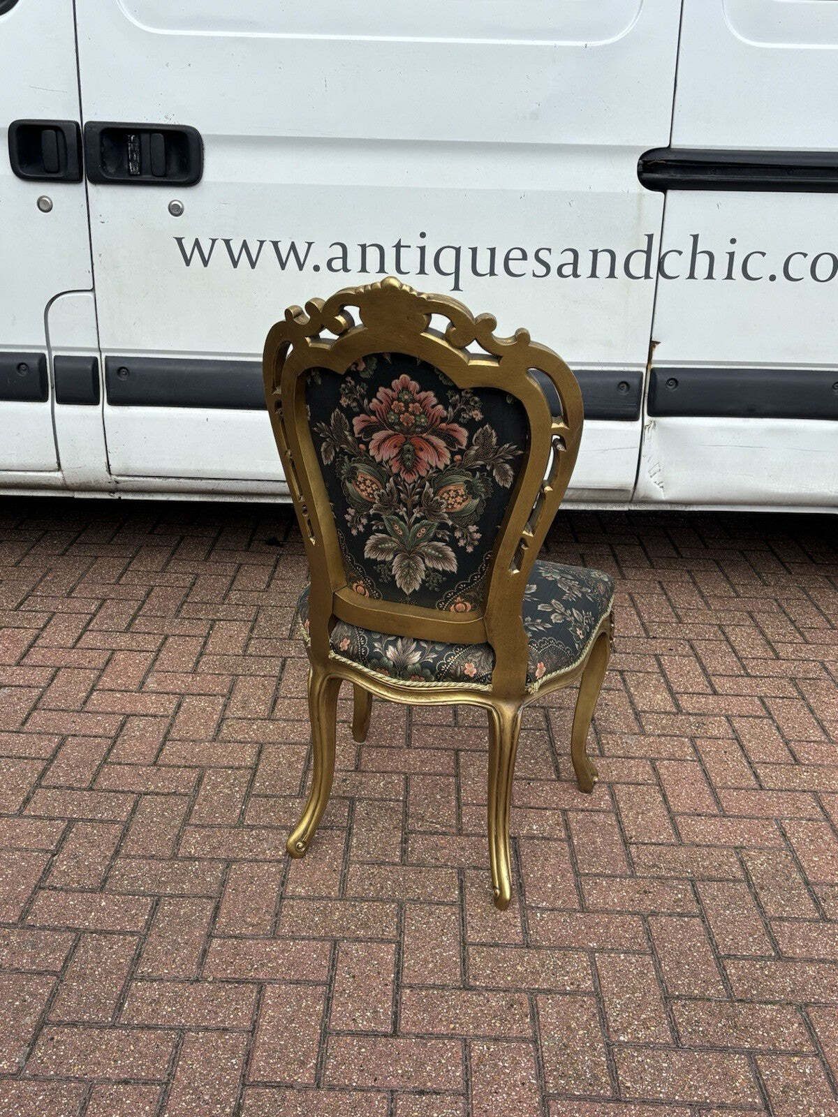 photo for sale 6 French Louis Style Gold Gilt Wooden And Upholstered Armchairs.