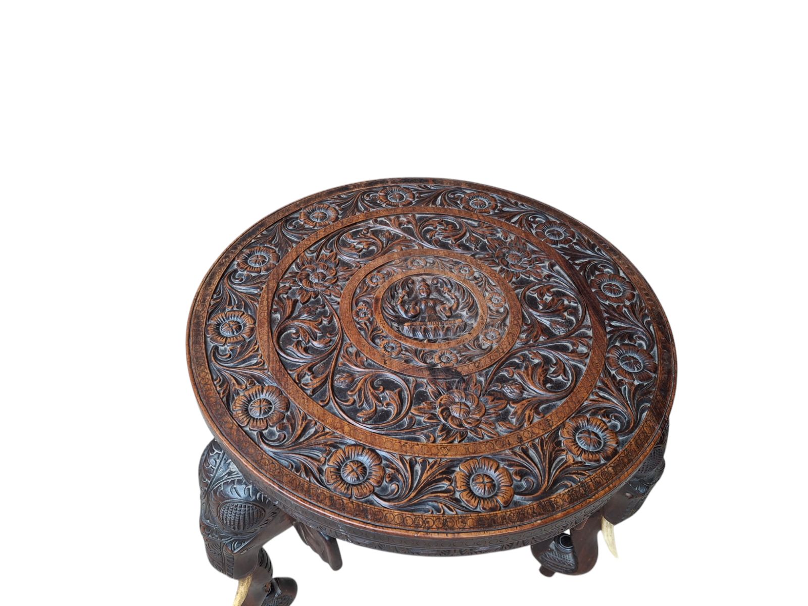 photo furniture Early 20th Century Bermese Carved Hardwood Elephant Occasional / Side Table