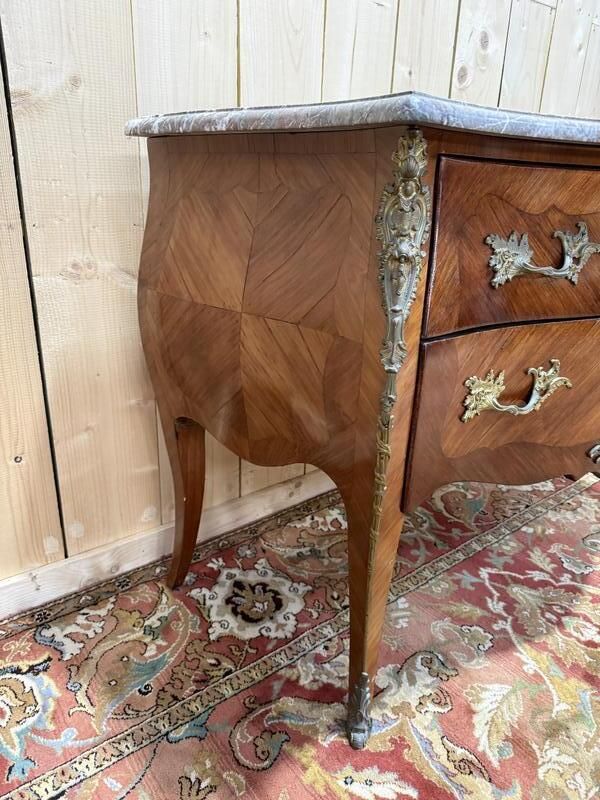 Commode Sauteuse De Style Louis XV En Marqueterie photo vintage