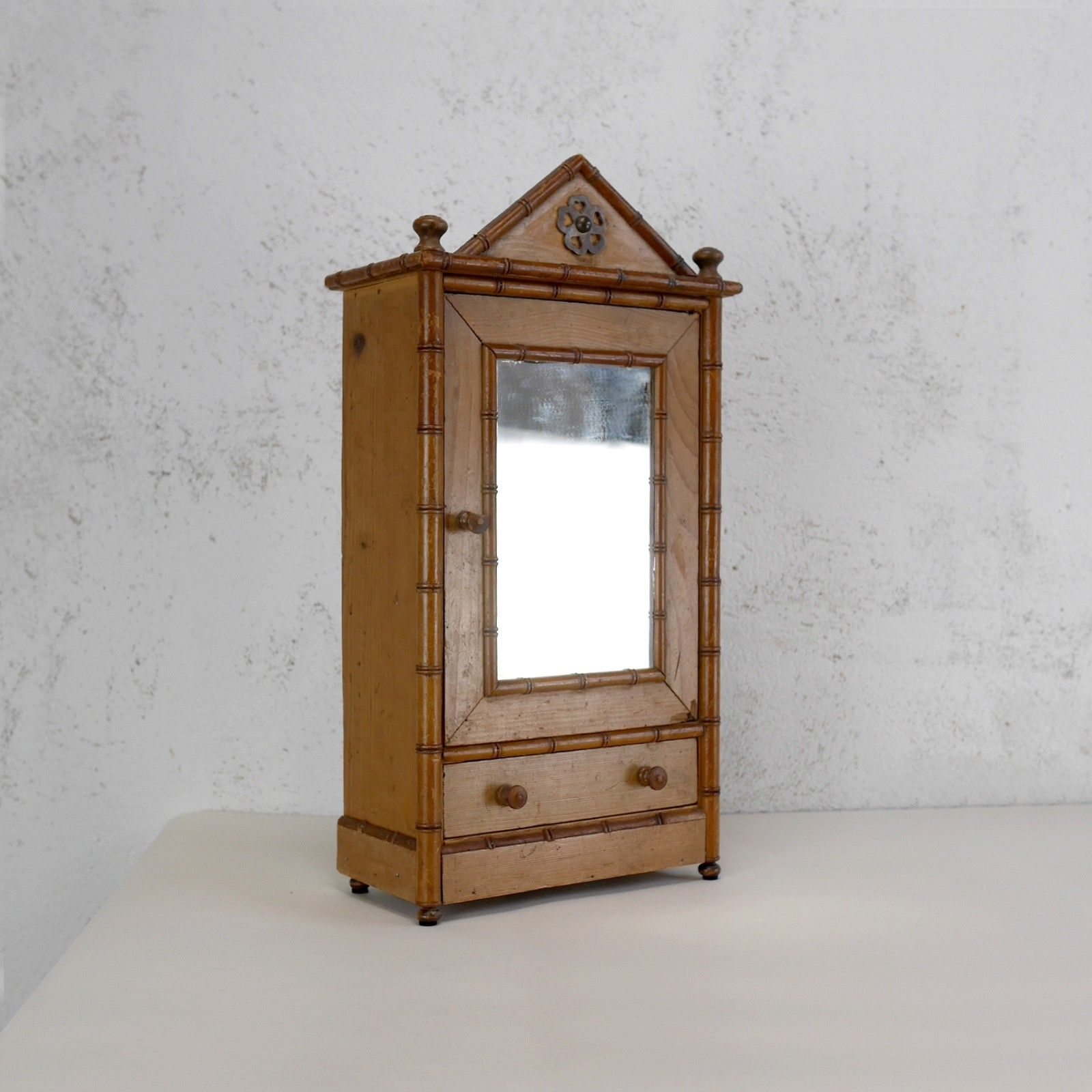 Antique Faux Bamboo Cabinet Mirror Medicine Early 20th Century #102942 photo 255.0