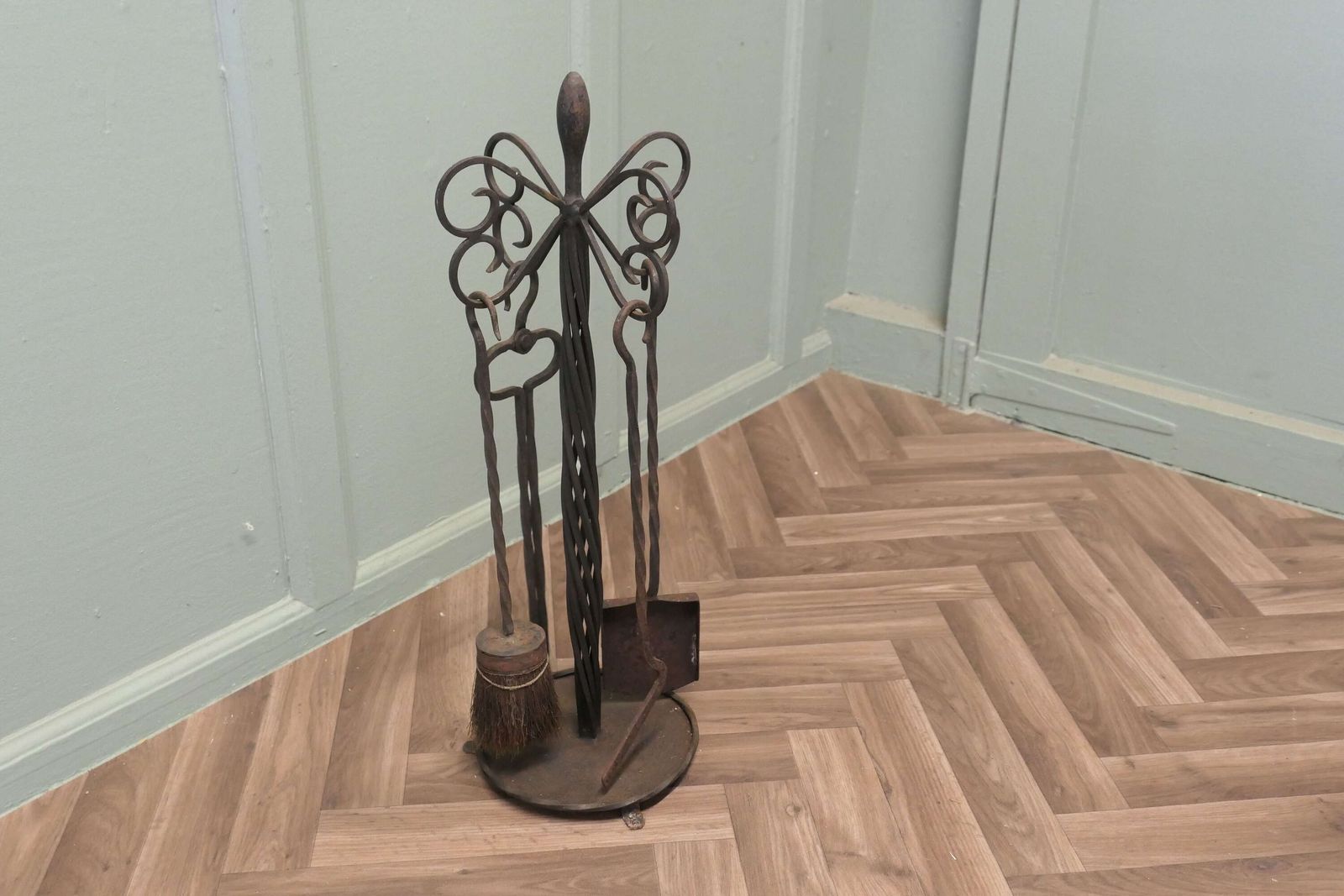 Round Wrought Iron Fireside Companion Tool Set photo for sale