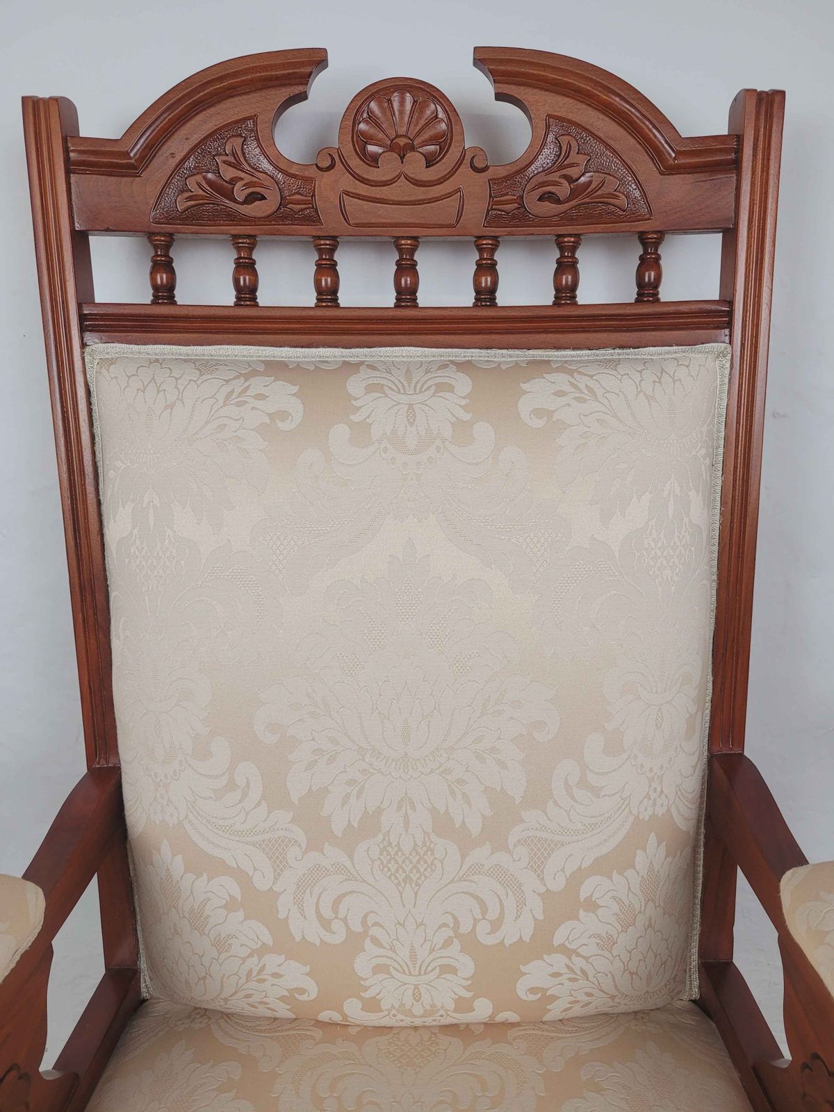 Pair Of Vintage Armchairs Castors Floral Upholstery Reprod photo vintage