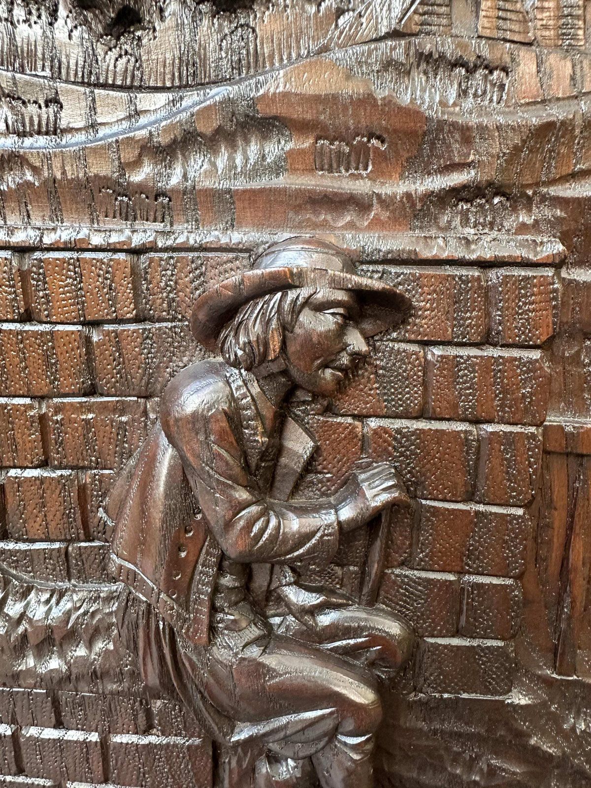French Large Breton Carved Oak Door, Man With Cane, Late 19thc / Early 20thc, Lower Cabinet Antique Panel photo buy