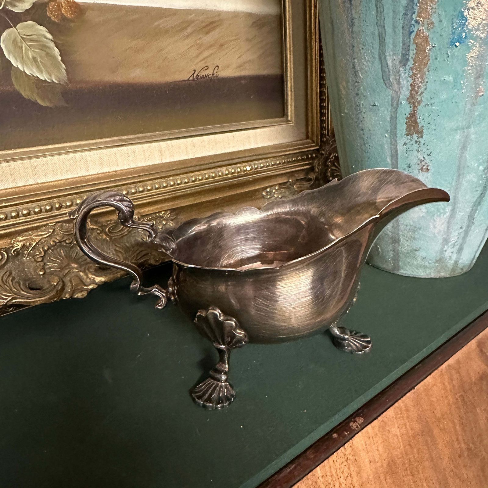 Antique Gravy Boat Silver Plated Claw Feet Manoah Rhodes & Sons 2777 photo Home Decor