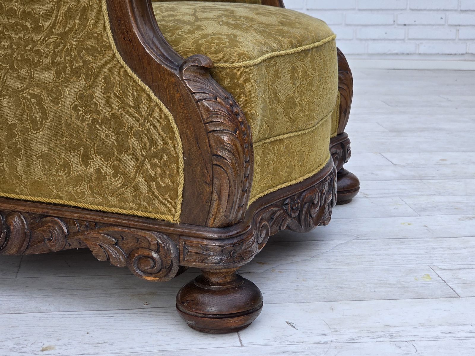 1960s, Danish Highback Armchair, Furniture Wool, Solid Oak Wood. photo for sale