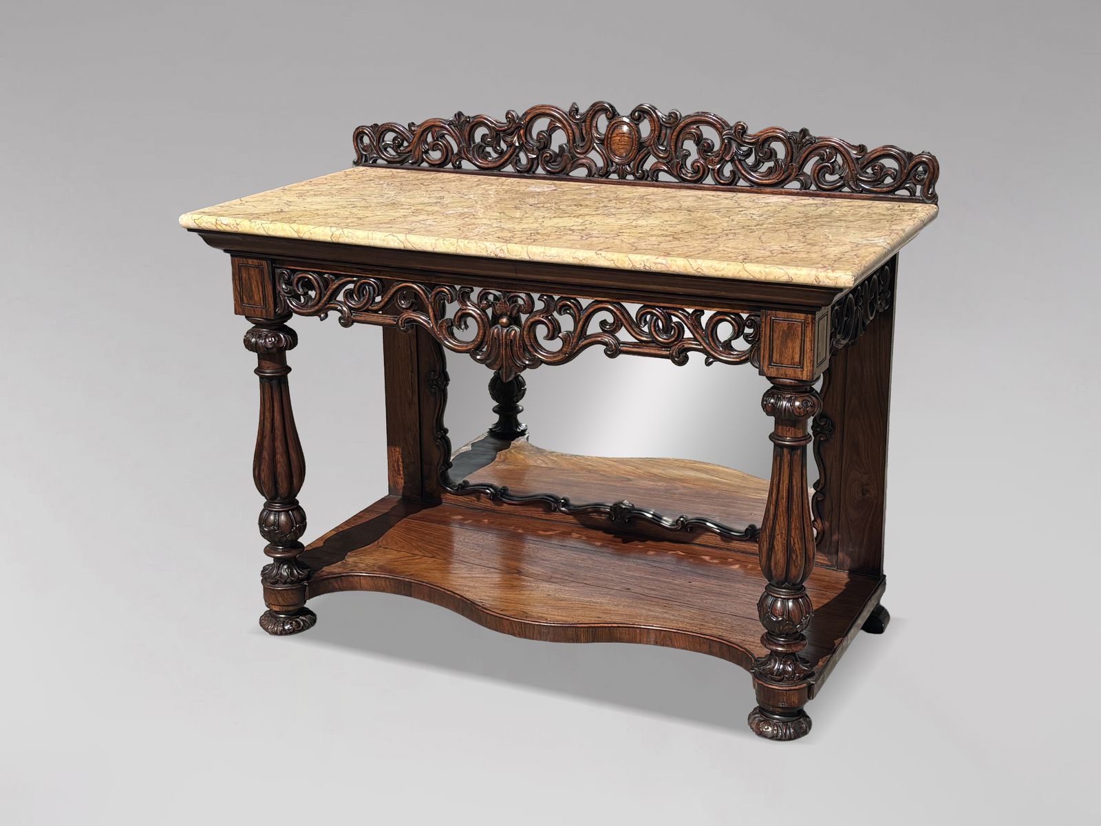 Early 19th Century William IV Period Carved Rosewood Marble Top Console