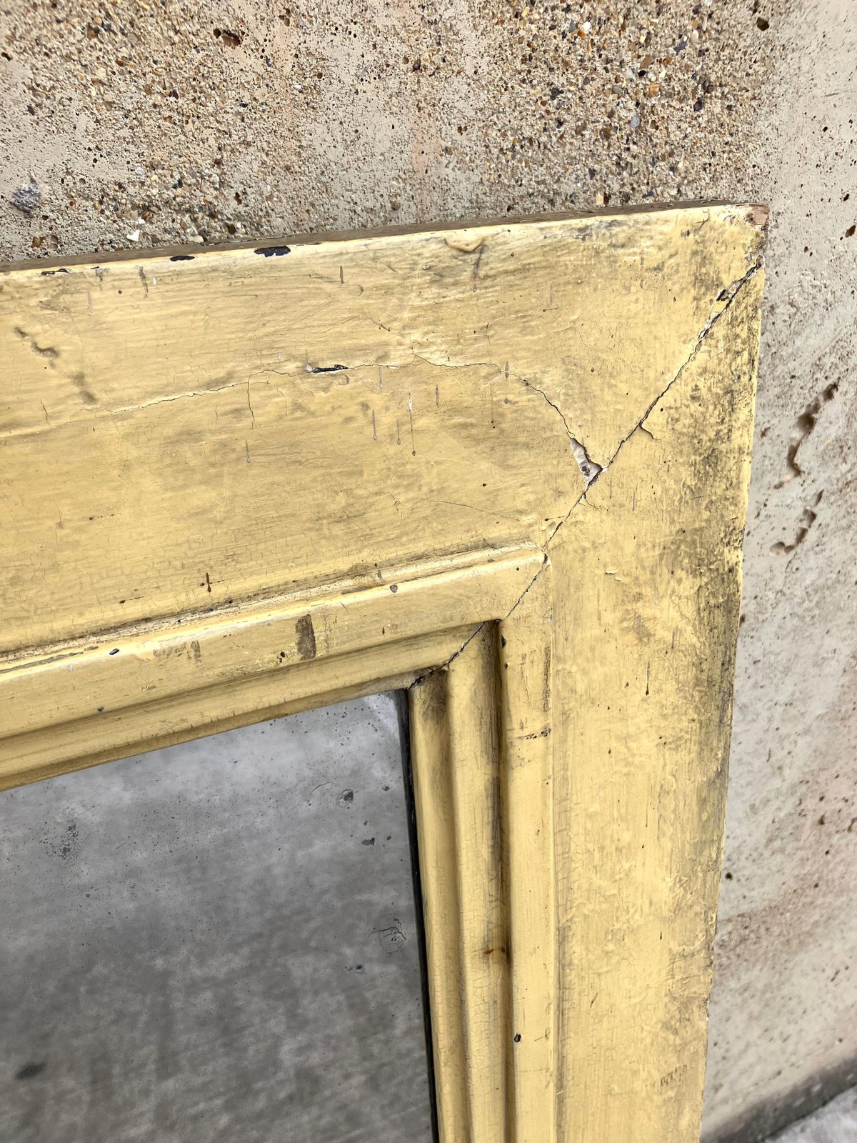 Large Antique English Mantel Mirror In Light Yellow Art Deco photo Home Decor