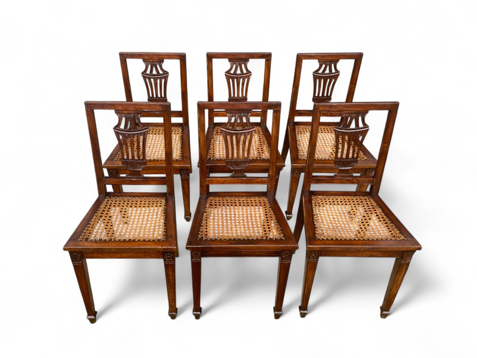Set Of Six Walnut Chairs, Louis XVI Period