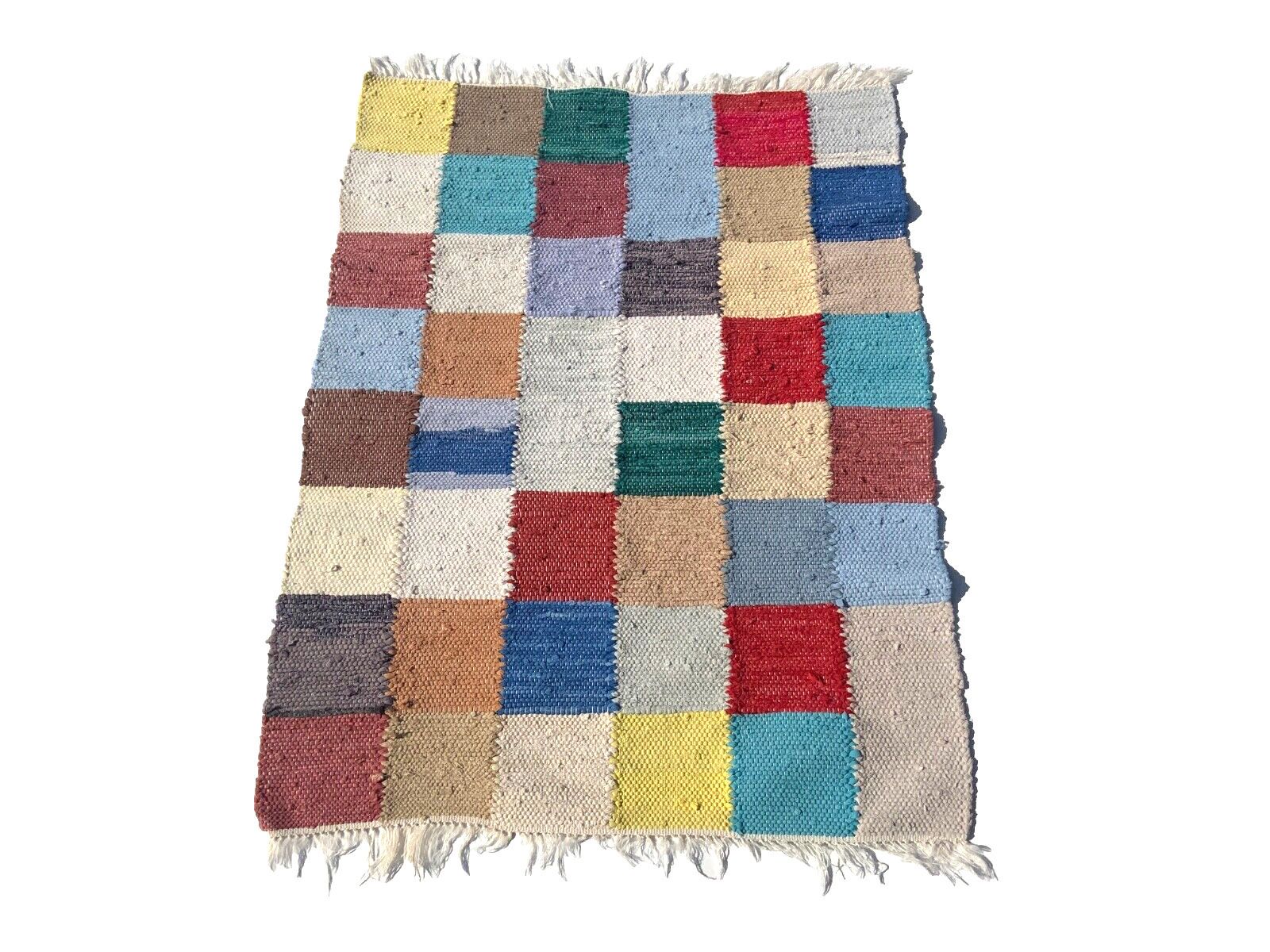 Swedish Handwoven Rag Rug, Cotton, Craftsmanship, Multicolour, 103cm X 77cm