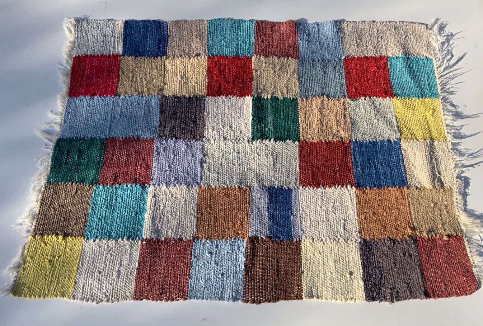 Swedish Handwoven Rag Rug, Cotton, Craftsmanship, Multicolour, 103cm X 77cm photo vinterior