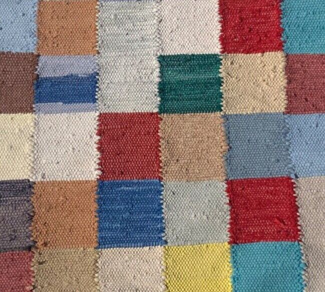 Swedish Handwoven Rag Rug, Cotton, Craftsmanship, Multicolour, 103cm X 77cm photo vintage
