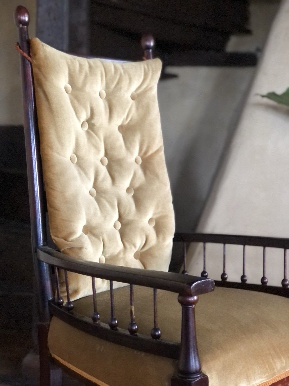 Antique Rich Gold Arts & Crafts Rocking Elbow Armchair Chair By William Birch photo Furniture