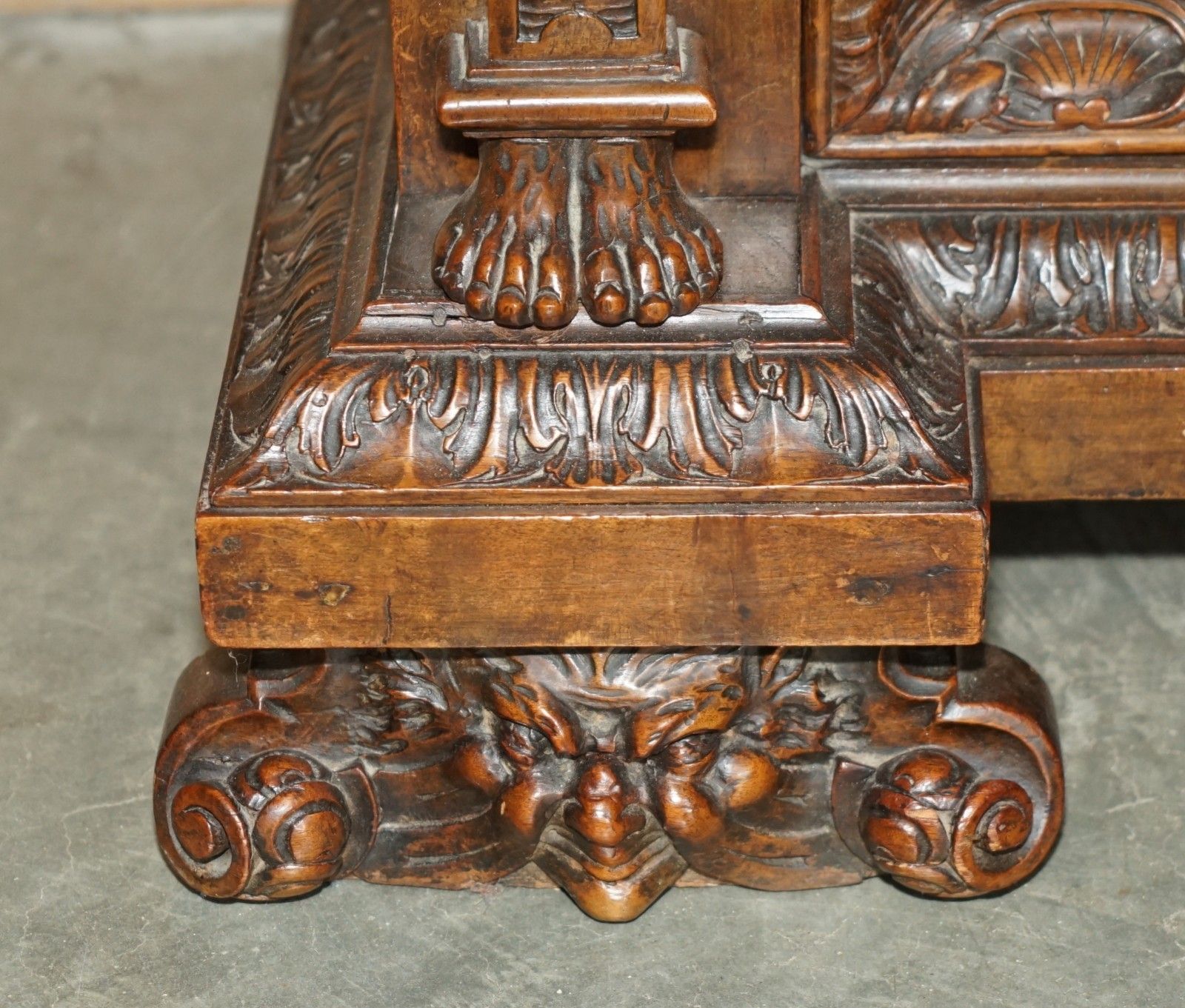 photo for sale Important Antique Circa 1850 French Walnut Ornately Carved Buffet Sideboard