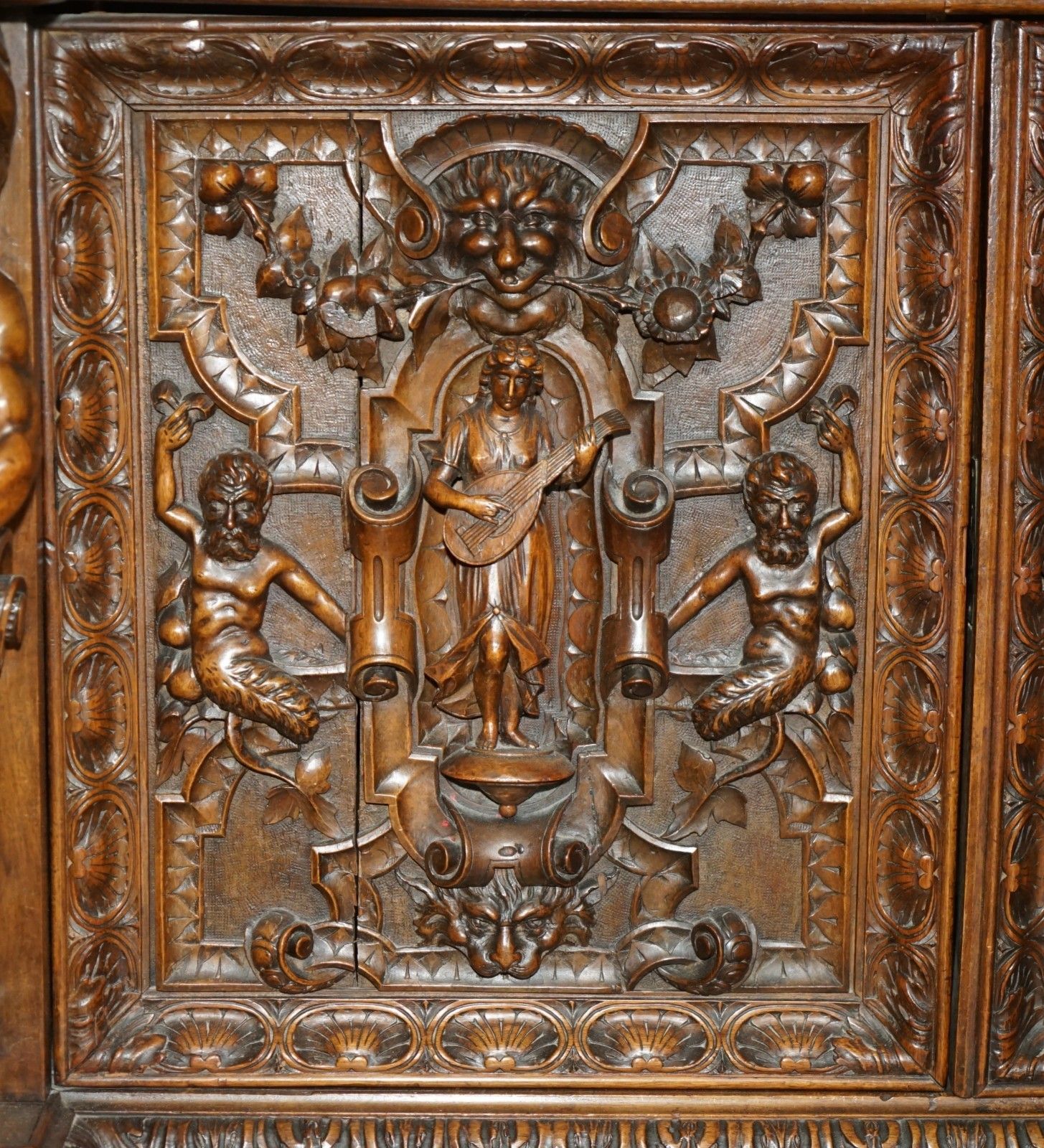 Furniture Important Antique Circa 1850 French Walnut Ornately Carved Buffet Sideboard photo