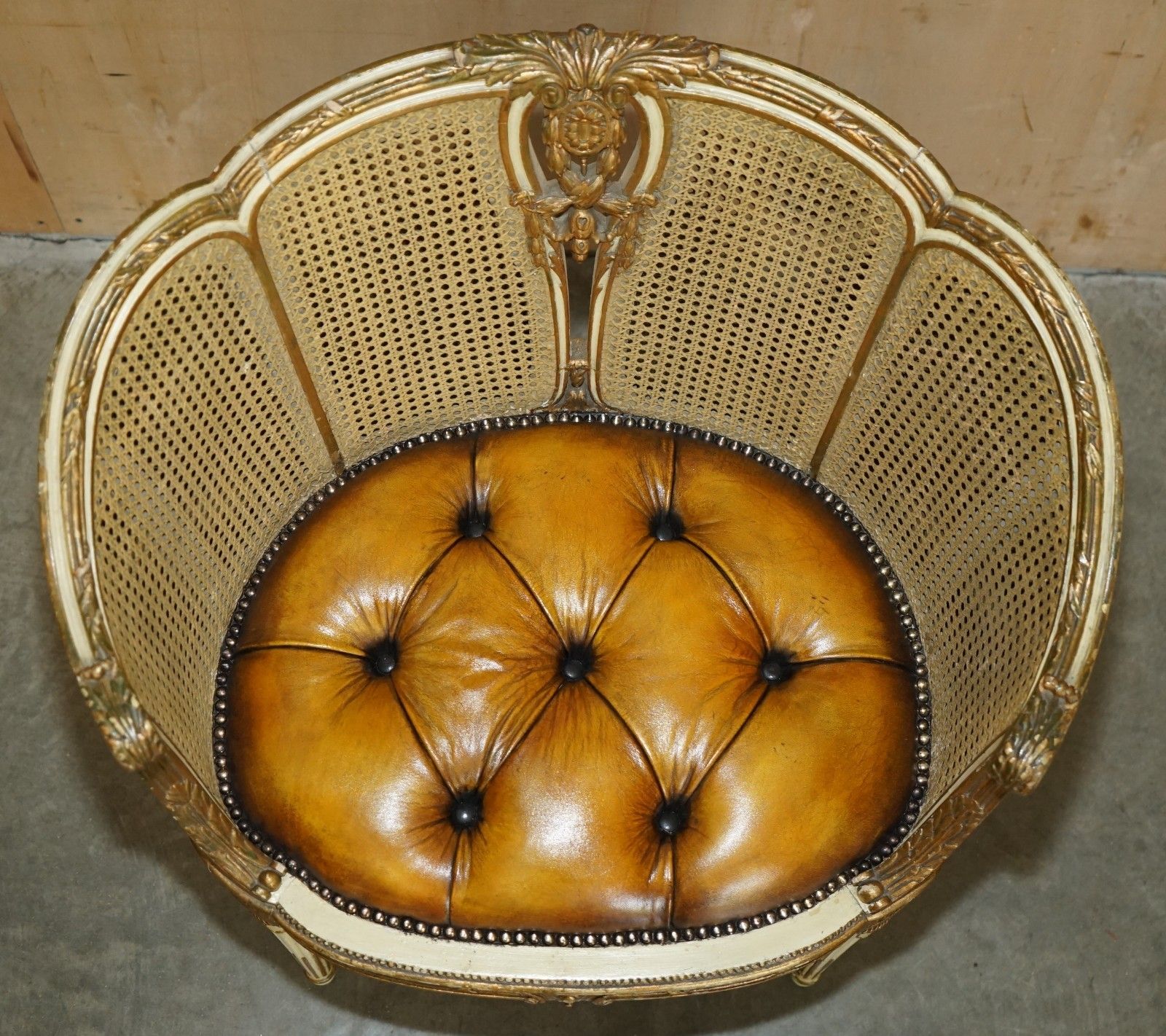 Pair Of Antique Restored Chesterfield Leather French Cir 1880 Bergere Armchairs photo buy