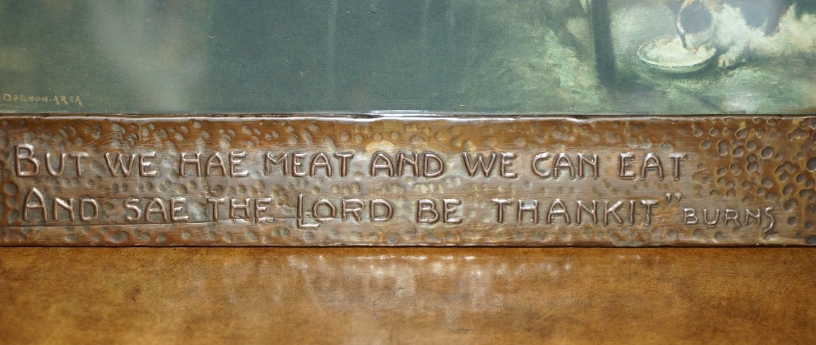 Antique Copper Arts & Crafts Scottish Burns Quote Frame With H.J Dobson Print photo vintage