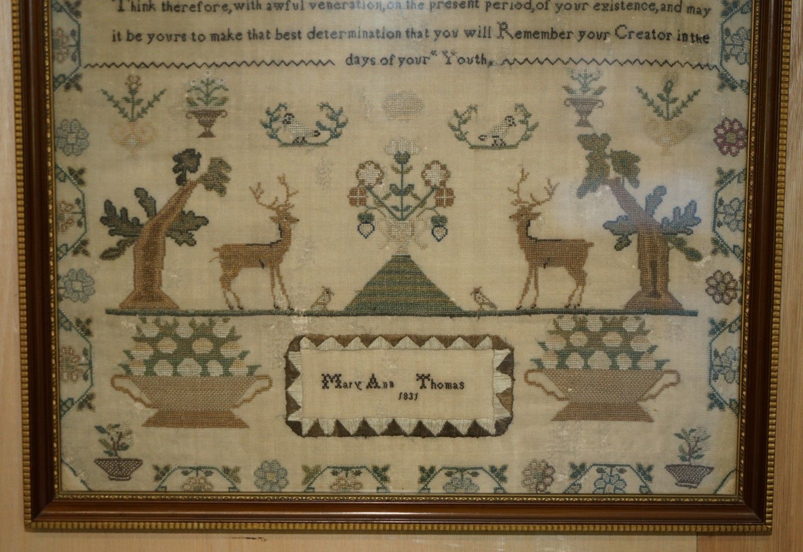 Antique 1831 Original William IV Needlework Sampler Depicting A Verse On Youth photo for sale