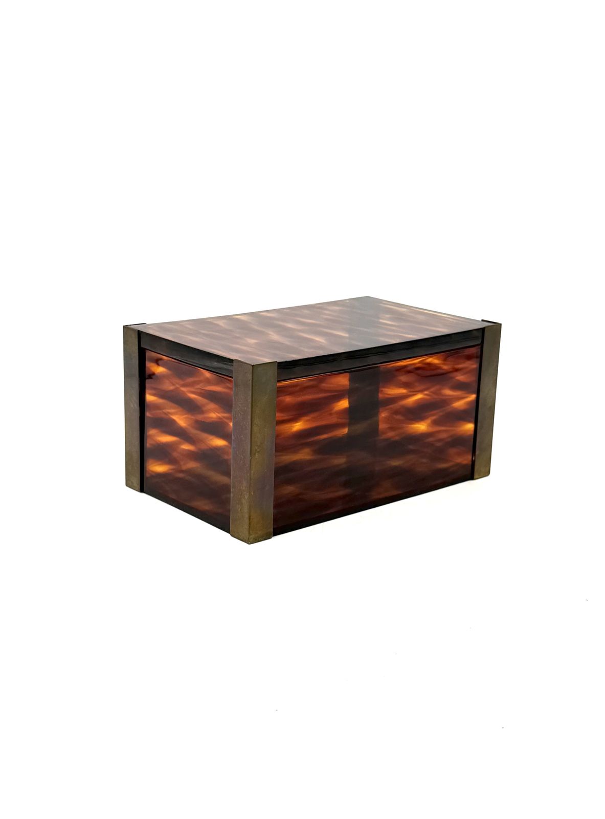 Mid Century Modern Lucite And Brass Jewelry Box, Italy 1970s photo Home Decor