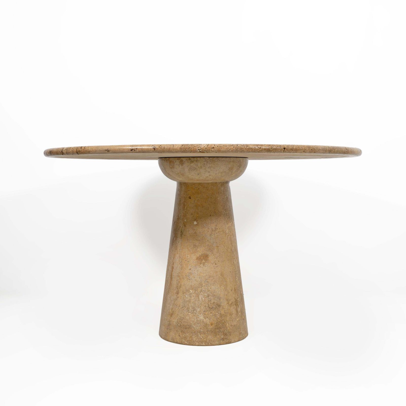 Attributed To Angelo Mangiarotti Travertine Round Dining Table, 70s photo vinterior