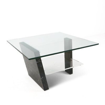 Mid Century Modern Italian Marble And Glass Coffee Table, 1970s