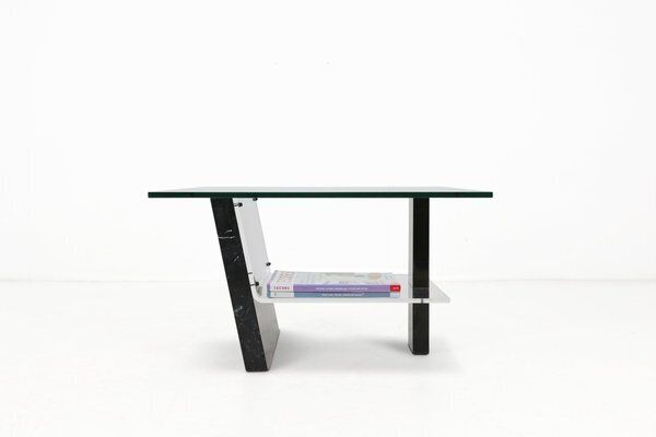 photo for sale Mid Century Modern Italian Marble And Glass Coffee Table, 1970s