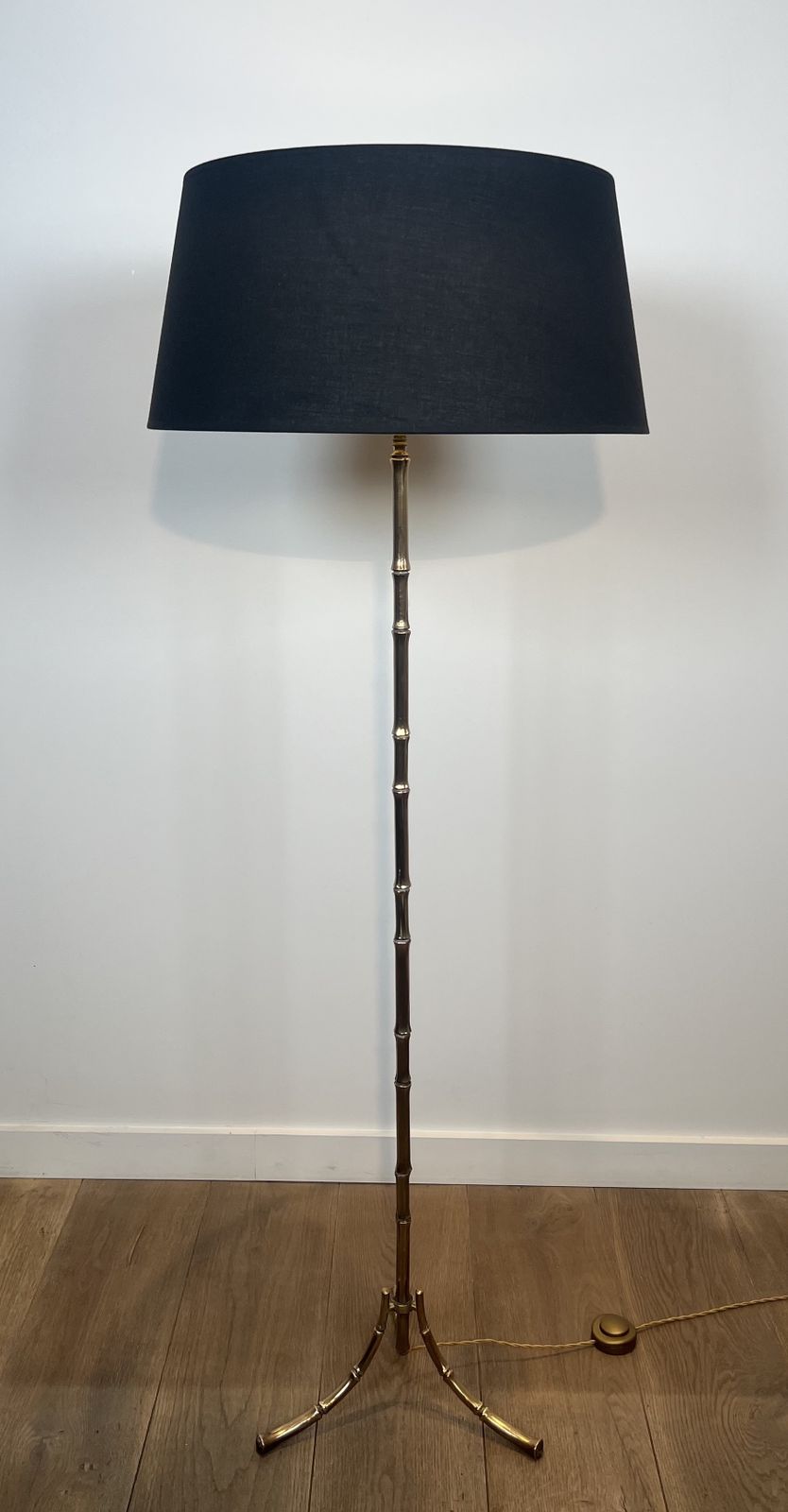Pair Of Faux Bamboo Bronze Floor Lamps From Maison Baguès photo for sale