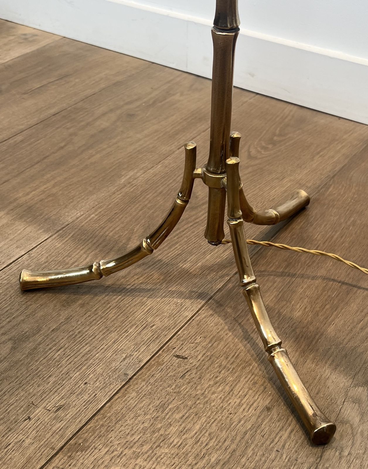 photo for sale Pair Of Faux Bamboo Bronze Floor Lamps From Maison Baguès