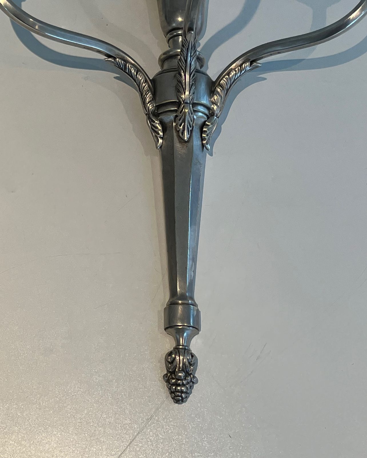 Lighting Pair Of Large Louis XVI Style Wall Lights In Silver Metal With 3 Light Arms photo
