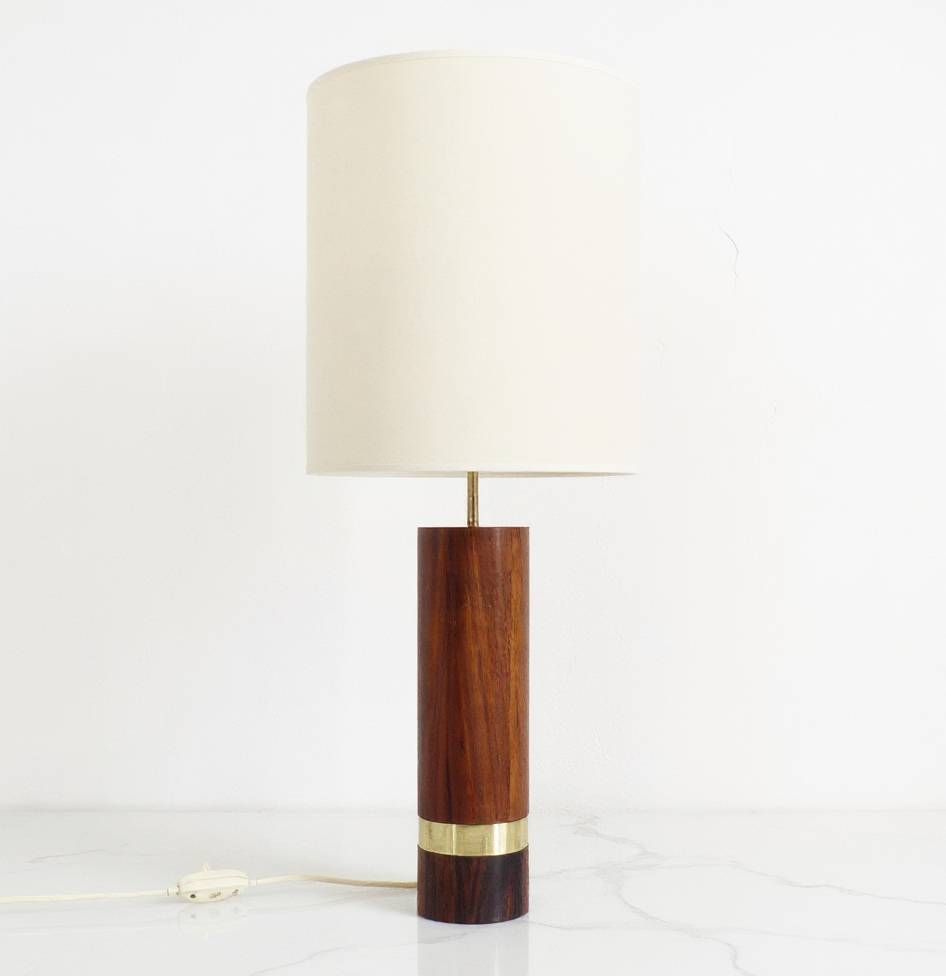 Scandinavian Lamp Base In Exotic Wood And Brass, Circa 1970 photo furniture