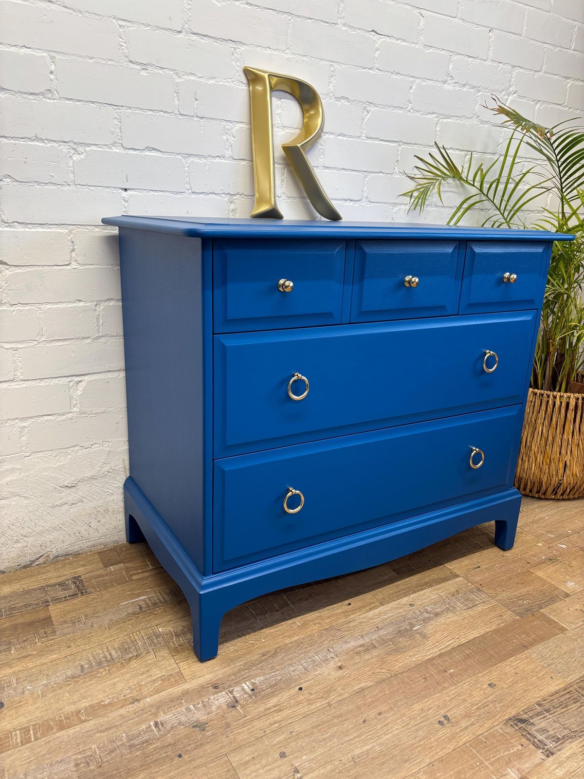 Stag Minstrel 3 Over 2 Chest Of Drawers Painted Blue photo for sale