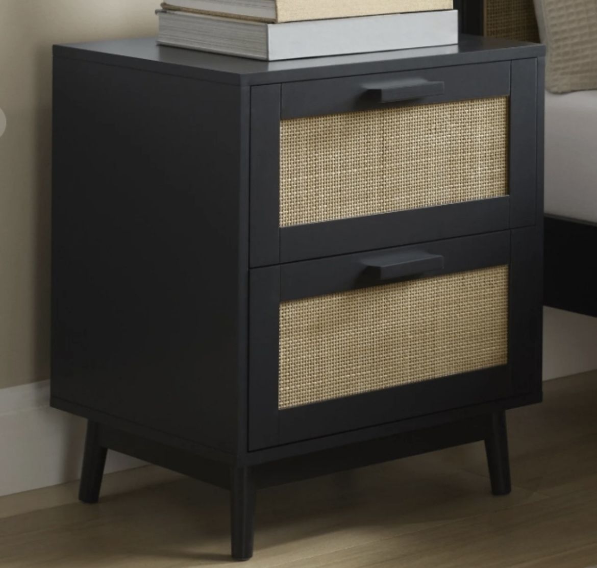 2 X Dusk Isla Black Rattan Bedside Tables / Drawers   Brand New   One In Box One Assembled Rrp £198 photo Furniture