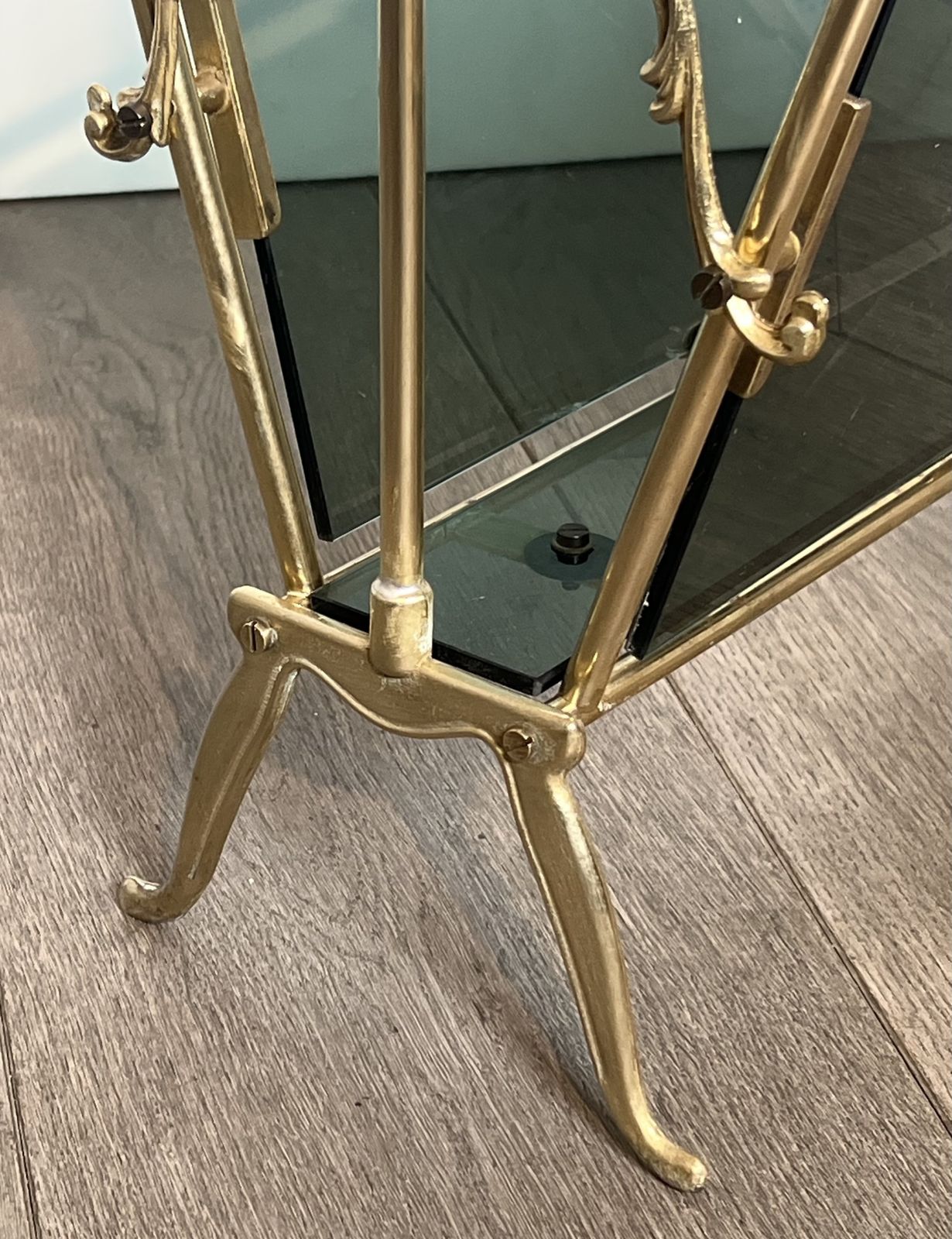 Home Decor Brass And Blue Glass Magazine Rack photo