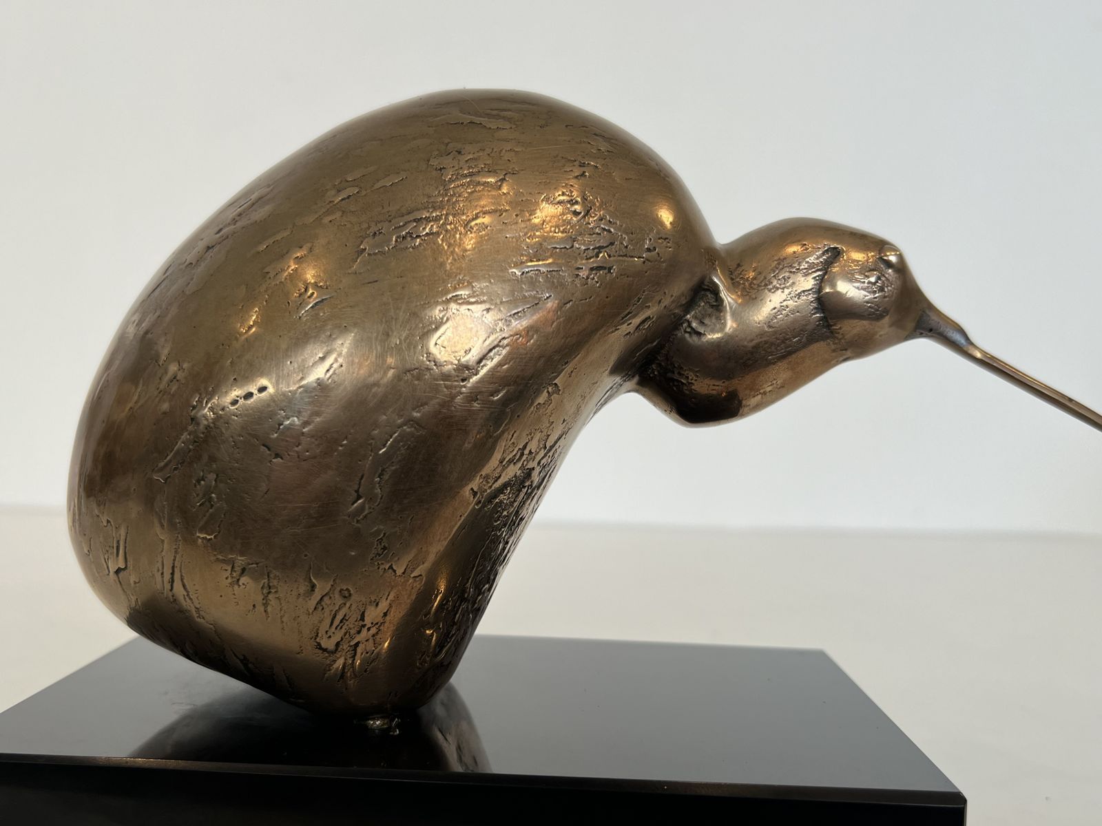 Bronze Sculpture Representing A Stylized Bird On A Black Marble Base, Signed And Numbered photo 1500.0