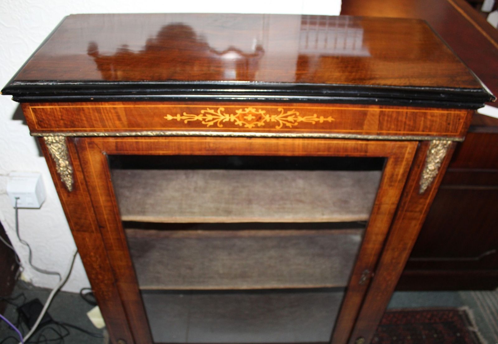 Victorian Walnut And Satinwood Inlaid Glazed Bookcase photo furniture