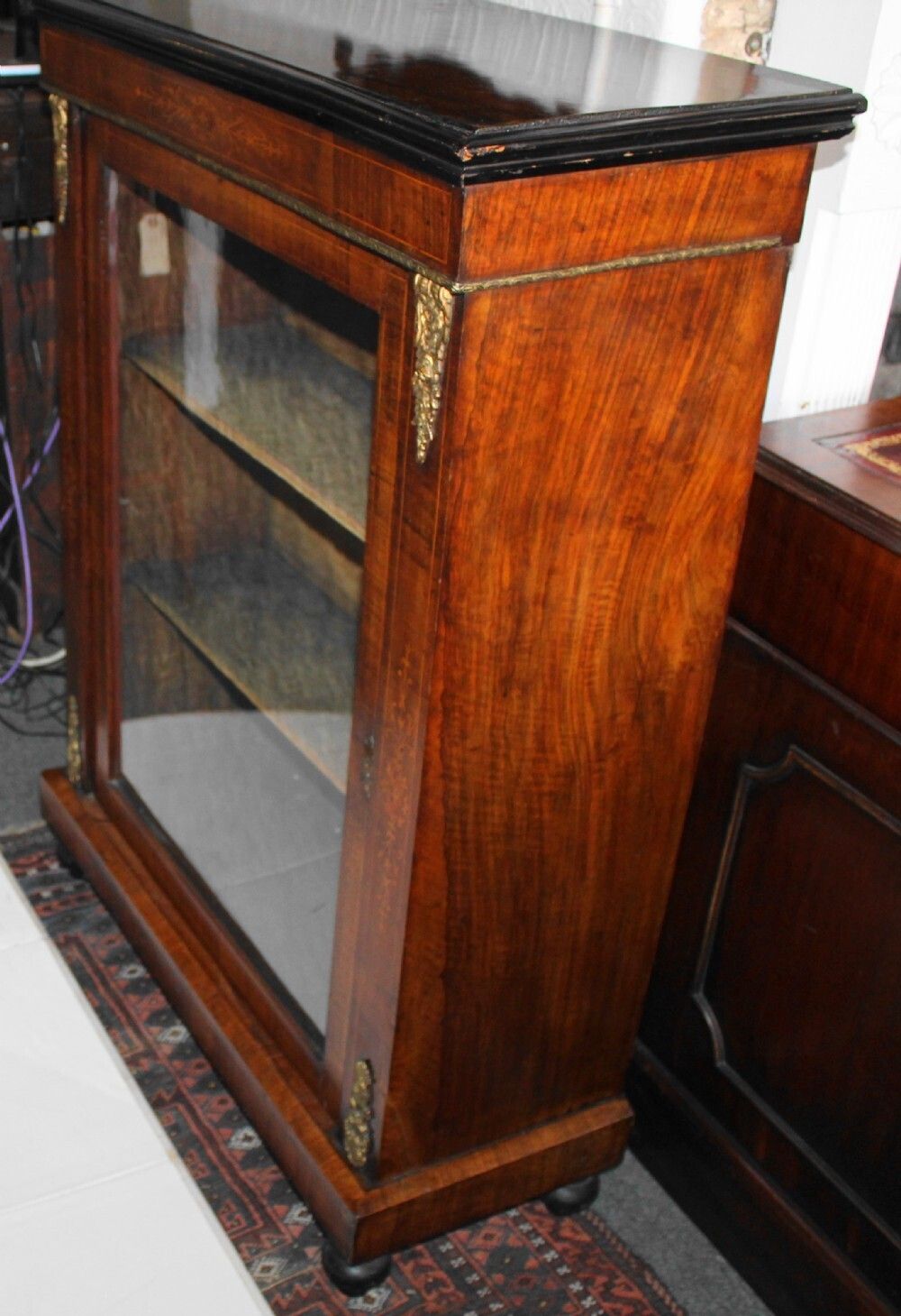 Victorian Walnut And Satinwood Inlaid Glazed Bookcase photo vinterior