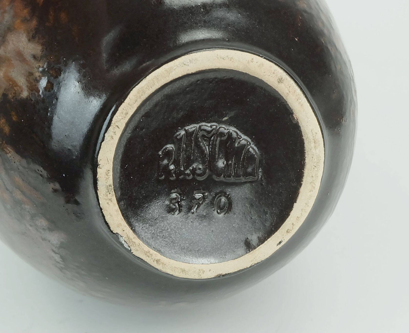 photo for sale Ruscha Art Vase Jug Drip Glaze Shades Of Purple Black Brown 1970 80s