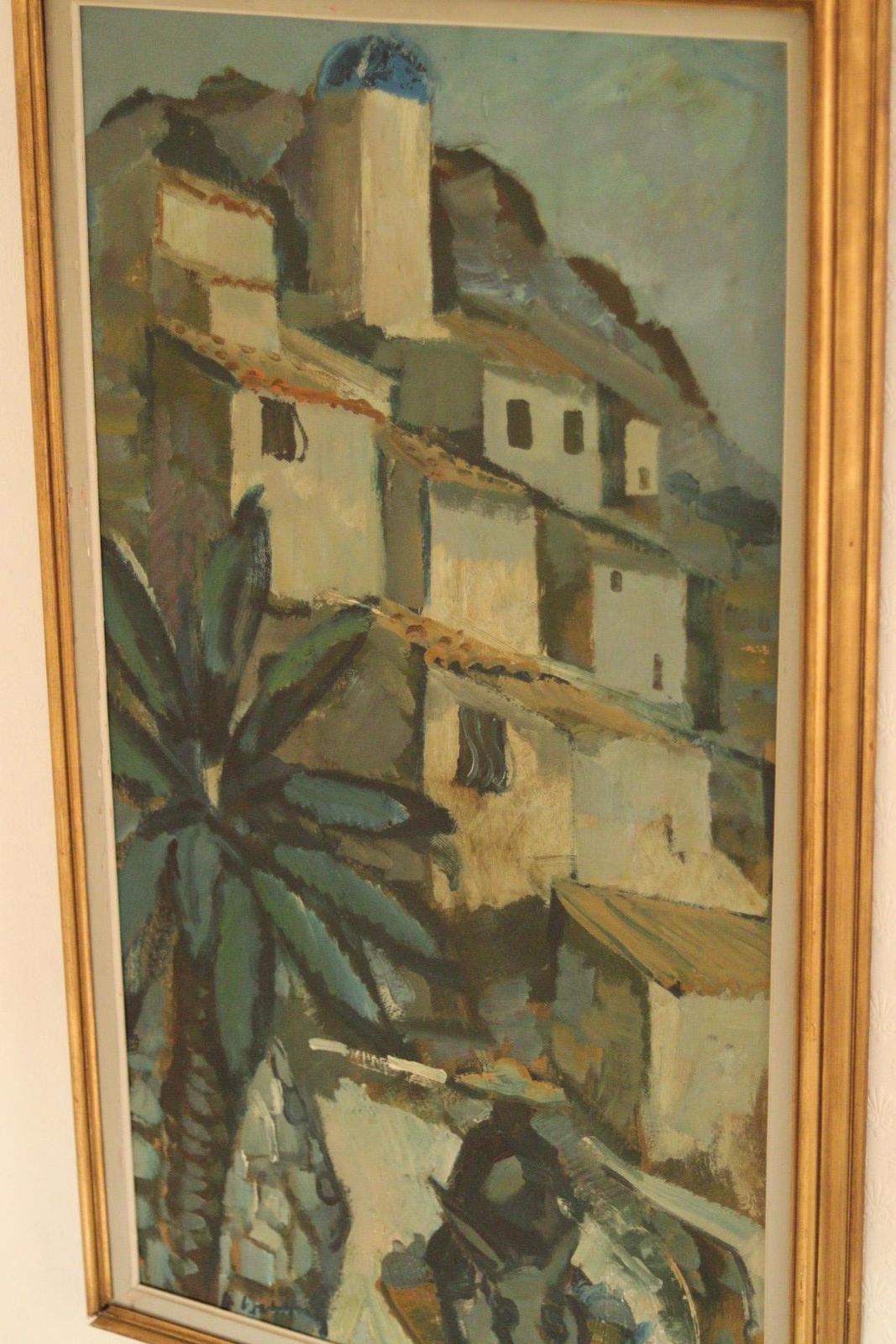 Original Mid Century Swedish Oil On Panel – “Southern Village Motif” By Bertil Wahlberg – Vintage & Framed  106.5 X 64.5 Cm (41.9" X 25.4") photo 745.0