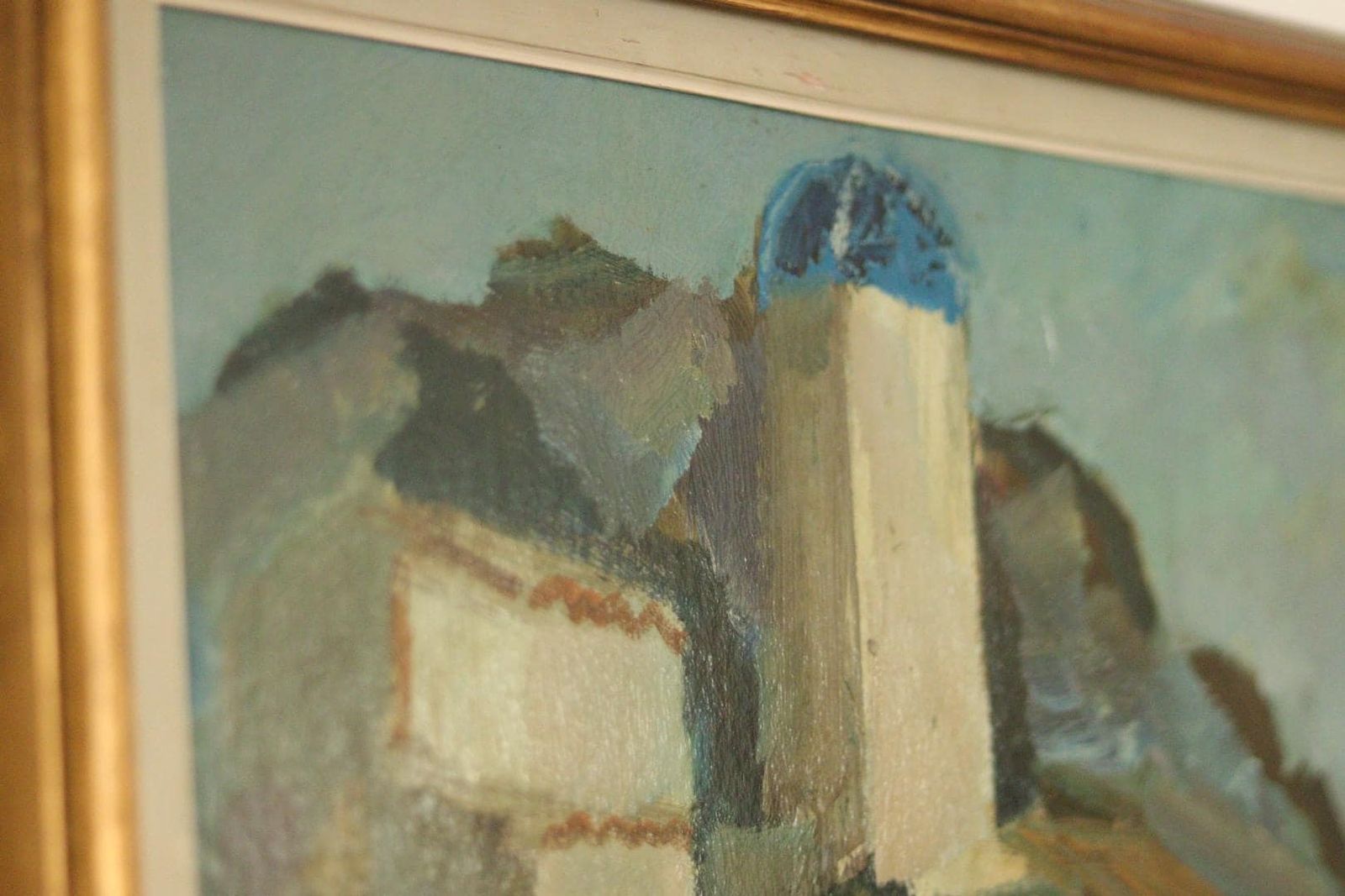 Original Mid Century Swedish Oil On Panel – “Southern Village Motif” By Bertil Wahlberg – Vintage & Framed  106.5 X 64.5 Cm (41.9" X 25.4") photo vinterior