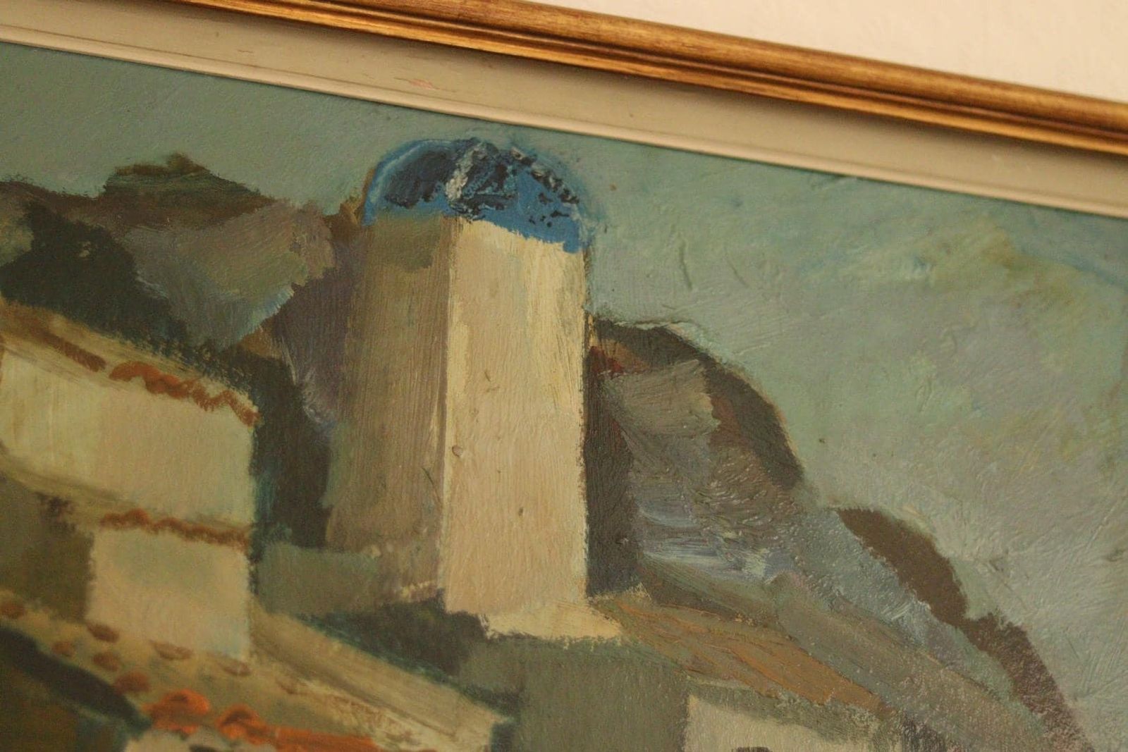 photo furniture Original Mid Century Swedish Oil On Panel – “Southern Village Motif” By Bertil Wahlberg – Vintage & Framed  106.5 X 64.5 Cm (41.9" X 25.4")